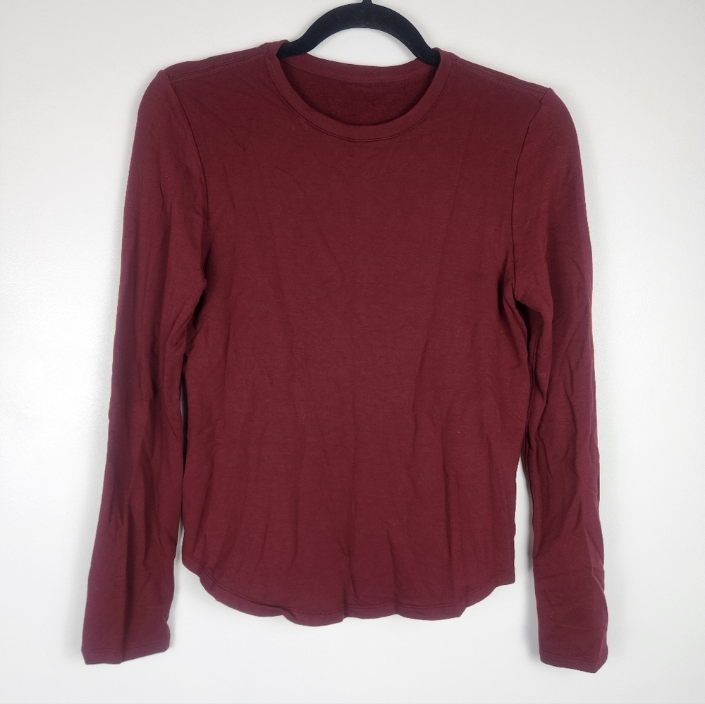 Lululemon All It Takes Long Sleeve Shirt - Burgundy - Fleece Lined 6​